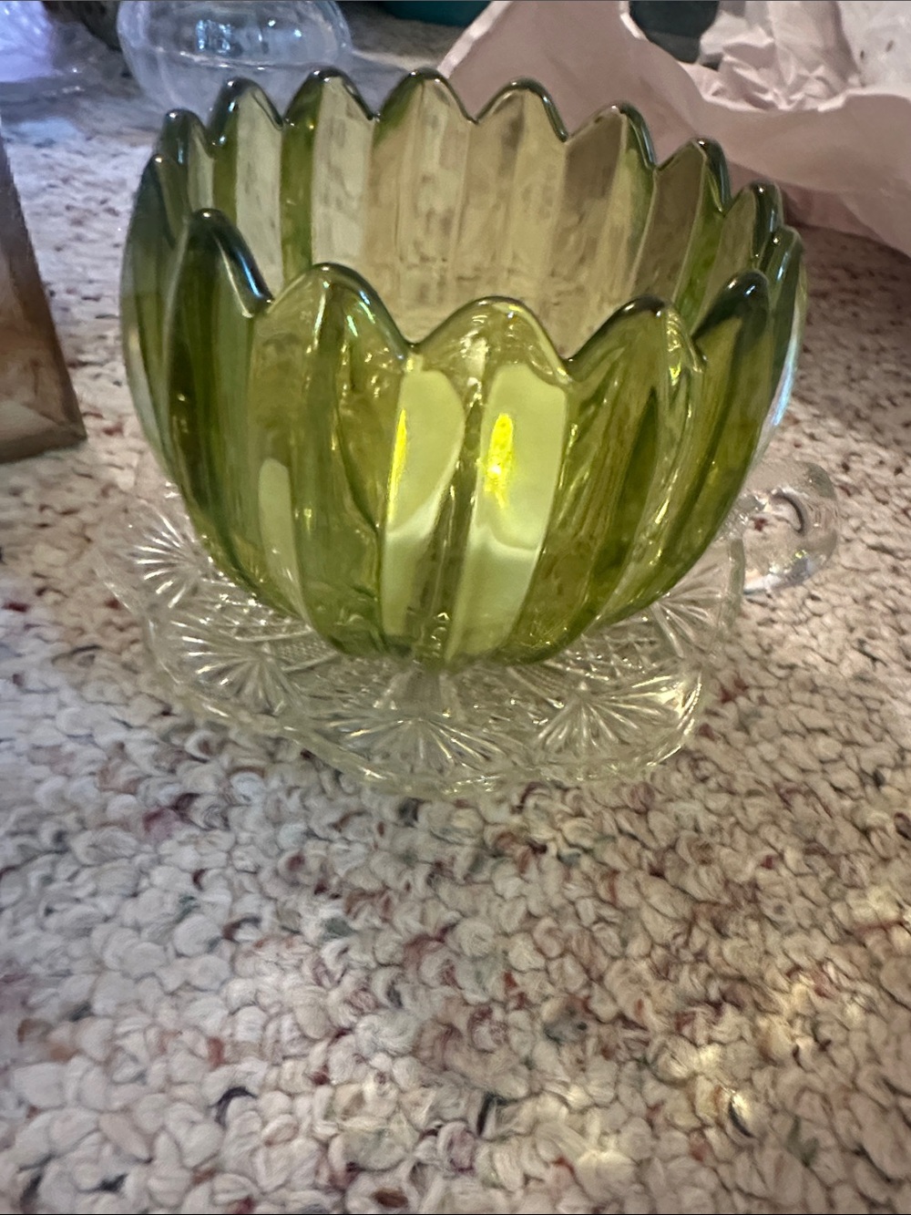 Green Tulip glass decor- fairy lamp style